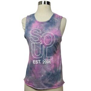 Soulcycle Tie Dye Muscle Tank Top Small Pink Purple Blue Graphic Yoga Gym Shirt